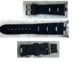 Replacement Black Rubber and Steel watch Band 22mm or 24mm